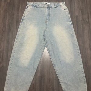 Light Blue Skater Style Baggy Jeans For Men